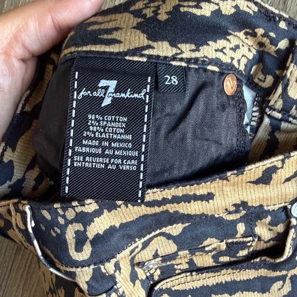 7 For All Mankind Leopard Print Ankle Skinny Jeans Size: 28 - Picture 4 of 8